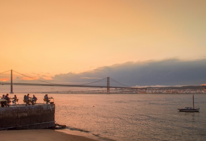 Dining al fresco just outside of Lisbon in Almada