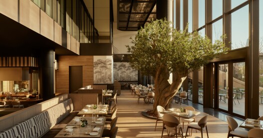 Mercato, on the ground floor of Janu Tokyo, serves Italian comfort food in a light-filled space featuring a large living tree.