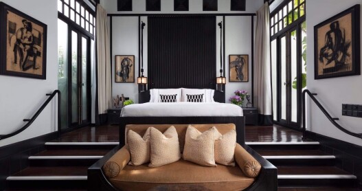 The Courtyard Pool Villas at the Siam were designed by Bangkok-based Bill Bensley with a striking cream and black theme.